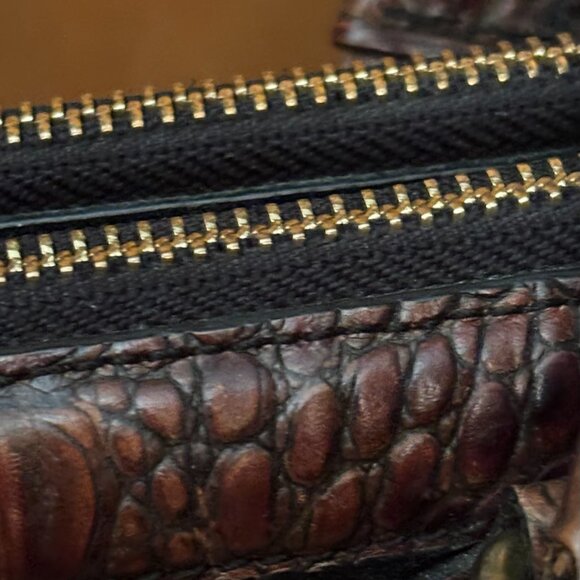 Brahmin Leather Satchel Doctor Style Handbag with Crocodile Embosssed Trim - Picture 6 of 15